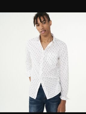 Aeropostale anchor print men's button up shirt size XL ( see measurements)